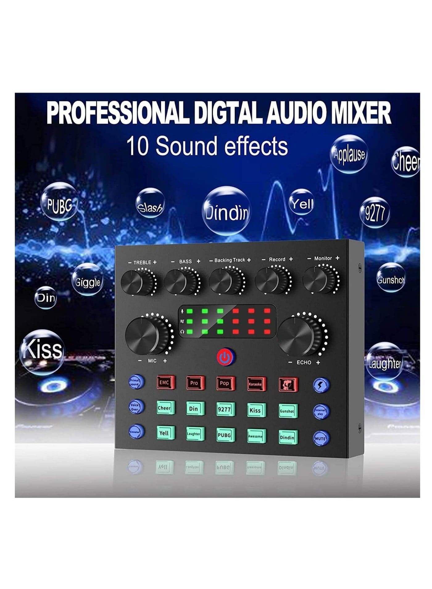 V8S Digital Audio Interface, Sound Card Microphone Kit, Live Mixer/Voice Changer/Audio Interface/Audio Mixer for Streaming/Gaming/Recording/Singing/PC/Computer