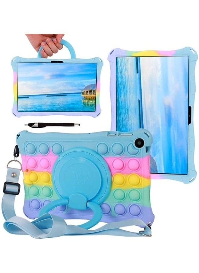 Case Compatible with Huawei Matepad SE 10.4 inch 2023 Kids Soft Silicon 360 Rotating Ring Stand Cover with Should Strap and Pen