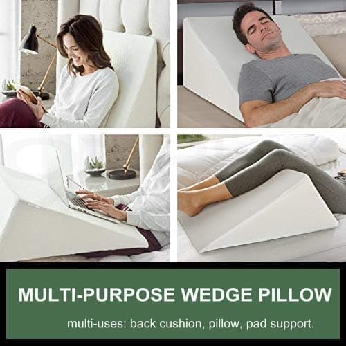 Headboard Bed Inclined Pillow, ADULT WEDGE Pillow For Sleeping Post Surgery Bed Rest Reflux - Wedge Pillow For Leg & Knee, Gerd Hip & Lower Back Pain, Improves Circulation - Removable Zip Cover