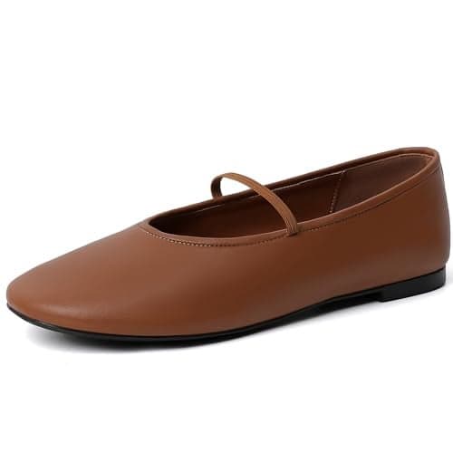 GOUPSKY Ballet Mary Jane Flats Shoes with Strap Closed Round Toe Slip on Ballerina Flats for Women Dress