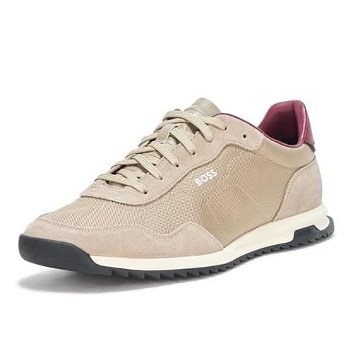 BOSS Zayn Low Profile Suede Leather Two Tone Sneaker, Wheat, 12