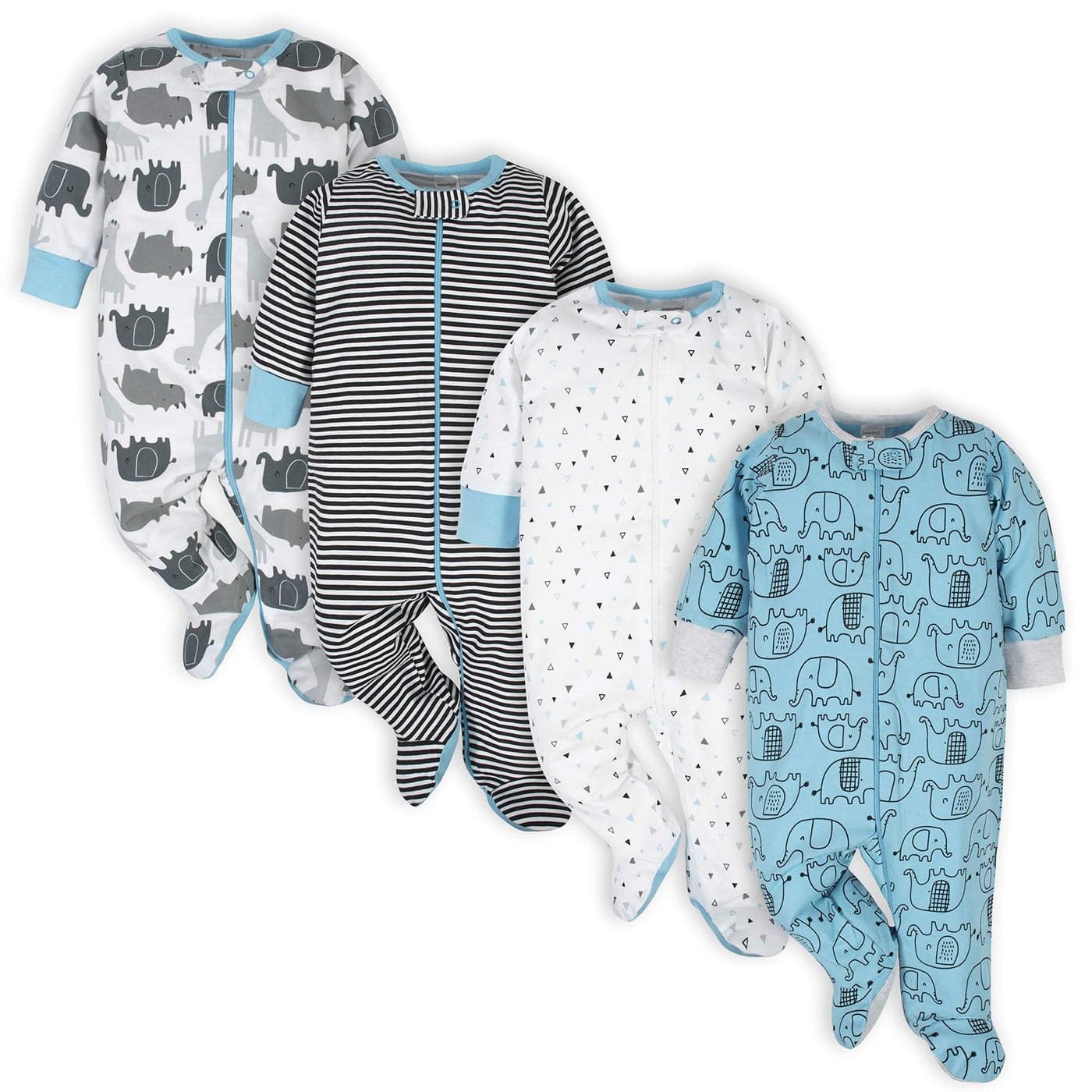 Onesies Brand baby boys 4pack N Plays Footies and Toddler Sleepers Blue Elephant Newborn US