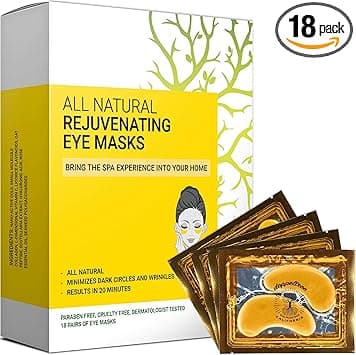Under Eye Patches Masks for Dark Circles Puffy Eyes 24K Gold AntiAging Collagen Hydrogel Pads for Puffiness Bags and Wrinkles Formulated in San Francisco 18 Pairs