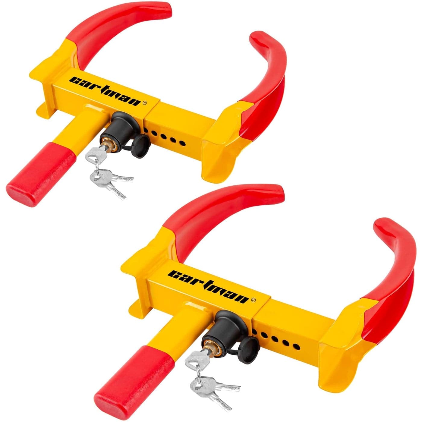 CARTMAN 2Pack Heavy Duty Universal Trailer Lock Wheel Clamp Adjustable AntiTheft Lock for Trailers SUV Boats ATVs Motorcycles Golf Cart 6 Keys