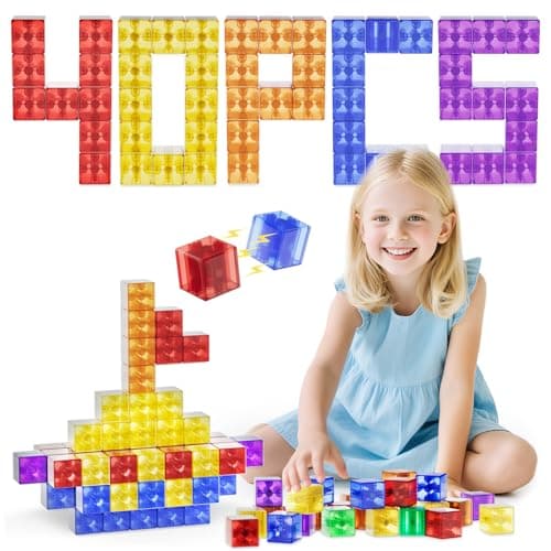 Asago Transparent Magnetic Blocks for Kids Ages 4840PCS Mini Play Magnet Building Shapes SetMontessori Magnetic Cubes for Toddlers 13Preschool STEM Educational Sensory Magnet Toys for Kids 35