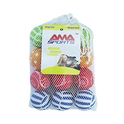AMA SPORT Squeaky Tennis Balls for Dogs 12 Pack 20 Small Tennis Balls for New Puppy Small Dog Toys for Fetch Exercise Outdoor Play
