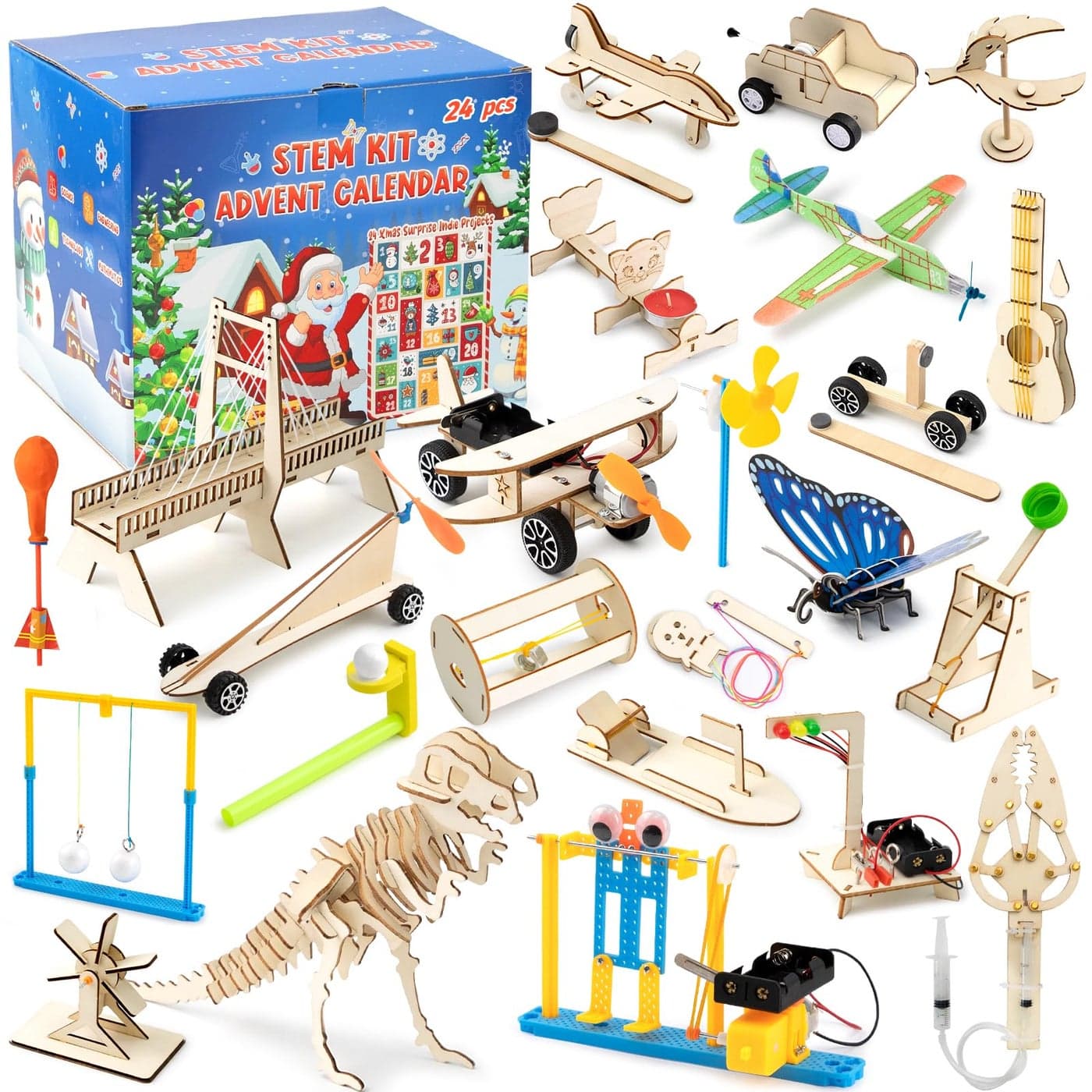 GULYMNA 24Pcs Christmas Advent Calendar 2025 Toy STEM Kit Countdown Advent Calendar Educational Science Kit Building Toys Surprise for Kids Boys Girls