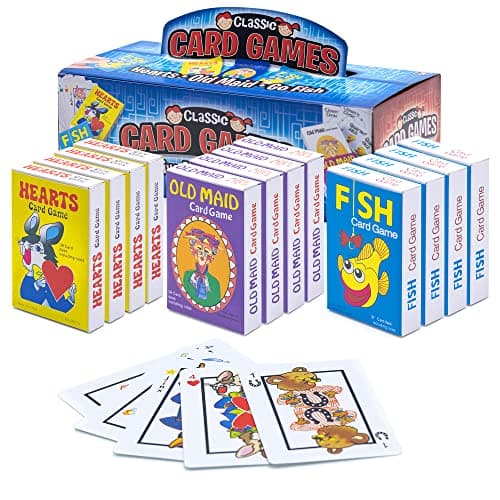 Srenta Kids Card Games Bulk 12 Pack Classic Card Games for Kids Ages 49 Multi Pack Set Includes Hearts Go Fish Old Maid Playing Cards for Family Game Night Party Favors Classroom Prizes