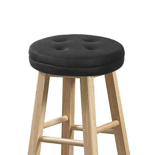 baibu Bar Stool Cushions, Super Breathable Round Bar Stool Covers Seat Cushion Round with Elastic Black 13" - One Cushion Only