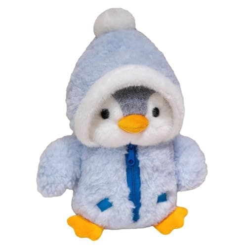 Gwxqybfe 8Inch Penguin Stuffed Animal with Winter Coat Stuffed Penguin Plushie Toys Birthday Xmas Gift for Kids Blue