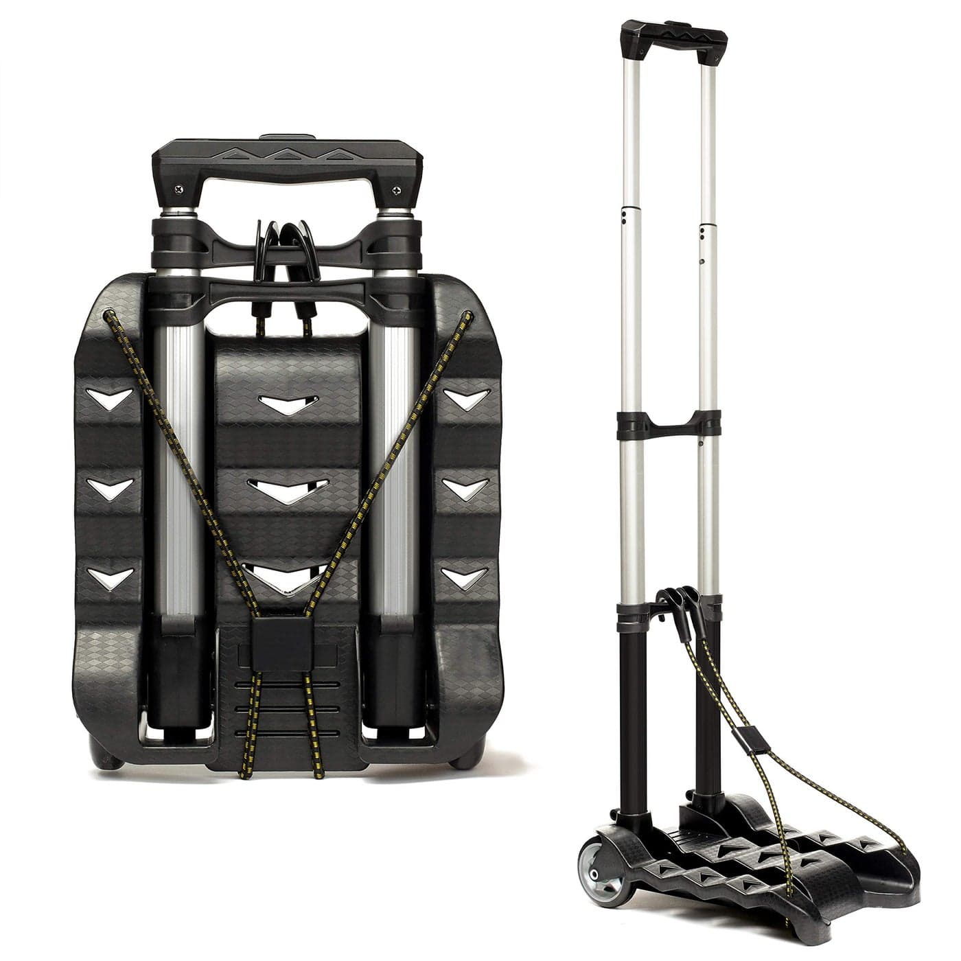 RMS Folding Luggage Cart Lightweight Aluminum Collapsible and Portable Fold Up Dolly for Travel Moving and Office Use Black