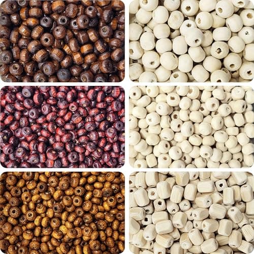 INDIKONB Wooden Beads for Craft and Jewelry Making – Traditional Natural Wood Beads Set for Bracelets, Necklaces, and DIY Craft Projects