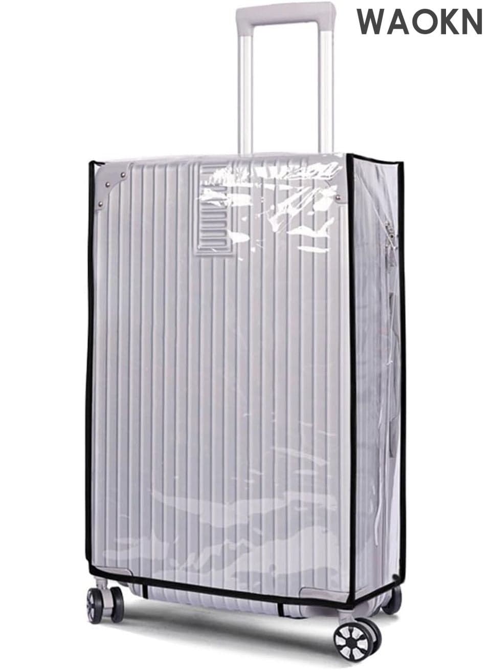 20-Inch Clear PVC Luggage Cover - Waterproof Suitcase Protector for Wheeled Bags - Transparent Travel Suitcase Wrap with Elastic Hem & Zipper Access - TSA-Approved Luggage Sleeve Fits Most Bags