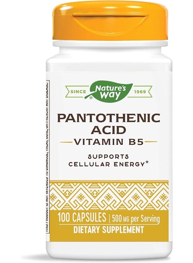 Pantothenic Acid, Vitamin B5, 500mg - 100 Capsules