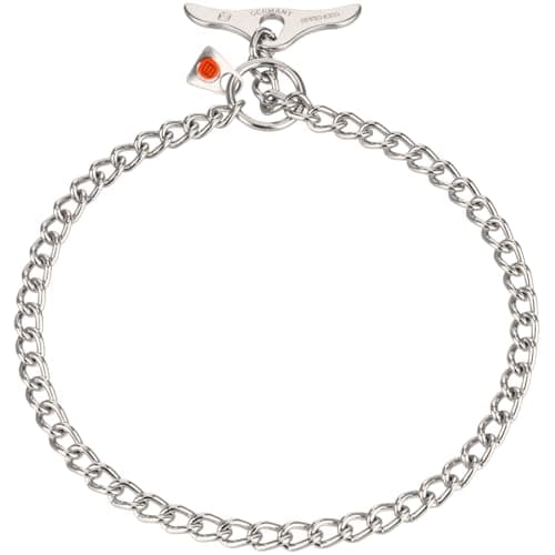Herm Sprenger Stainless Steel Dog Training Collar with Toggle Closure and Round Links Dog Chain for Small Medium Large Dogs Made in Germany (22in (Neck Size up to 20in))