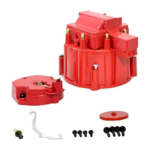 Red Male HEI Distributor Cap and Rotor for K549 SBC 283 305 307 327 350 400 BBC 454 396 427 Distributor Cap Assembly