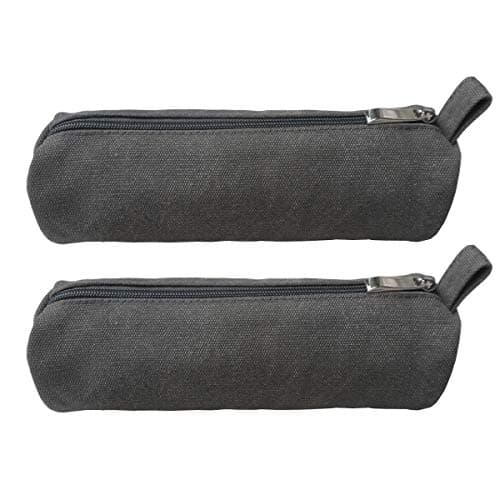 Enyuwlcm Heavy Canvas Stationery Stylish Simple Pencil Bag and Durable Compact Zipper Pencil Case Pouch 2 Pack Gray