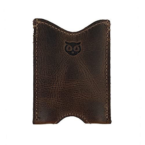 Hide Drink Rustic Leather Pocket Sleeve Wallet for Easy Travelers Commuters Card Holder Handmade Bourbon Brown
