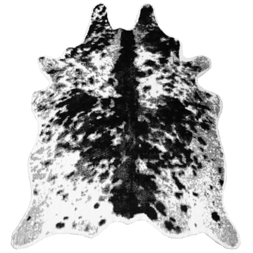 MustMat Faux Cowhide Rug Cow Print Rug Western Cowhide Area Rugs for Living Room (Black and White, 2.6ft x 4.1ft)