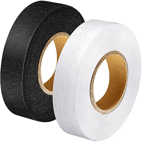 Outus Iron on Hem Tape Fabric Fusing Hemming Tape for Pants Each 27 Yards, 2 Pack(3/4 Inch,Black, White)