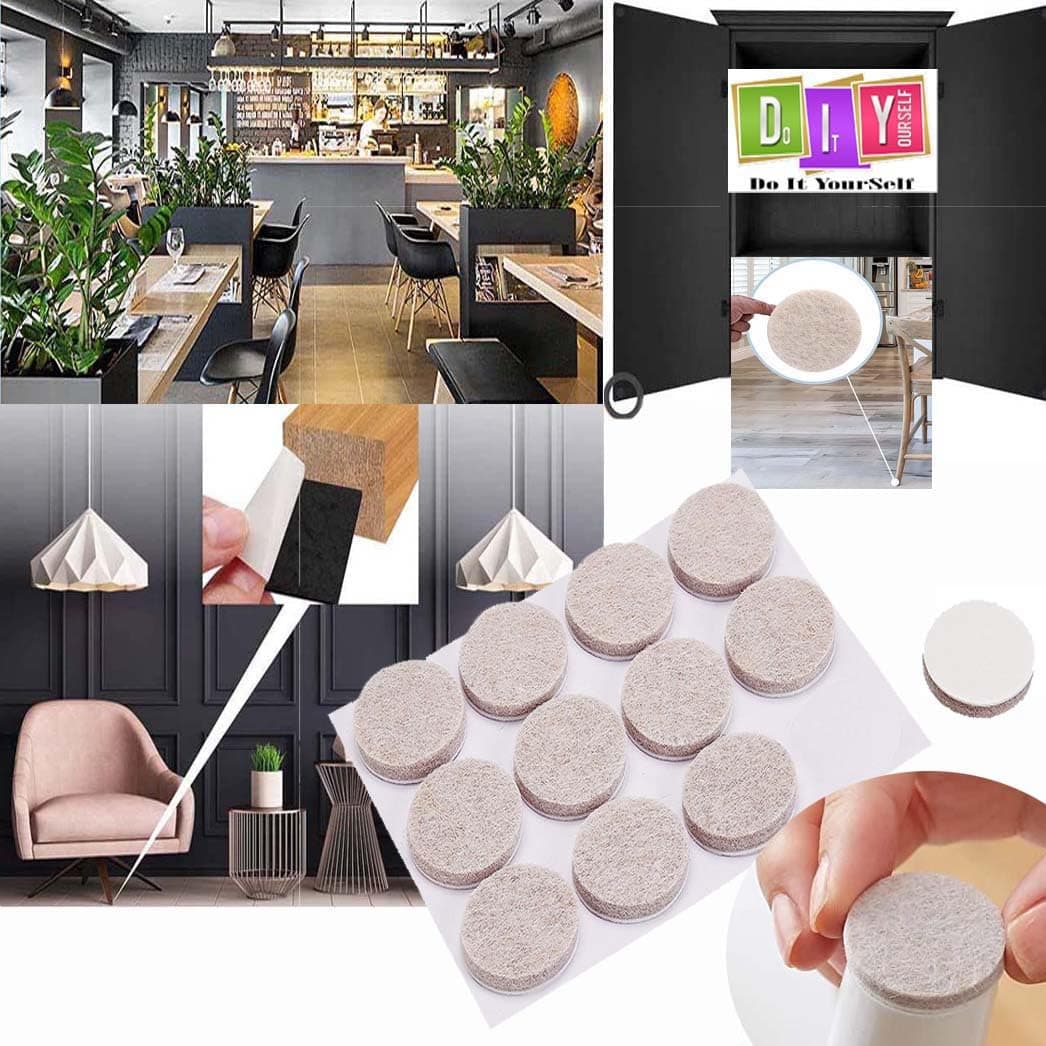 DIY Crafts 24 Pcs, 1" inch Round Felt Furniture Pads, Linen Anti Slip Furniture Pad Rubber Furniture Carpet Bottom Furniture Pads Protect Hardwood Tile Laminate Floor (24 Pcs)