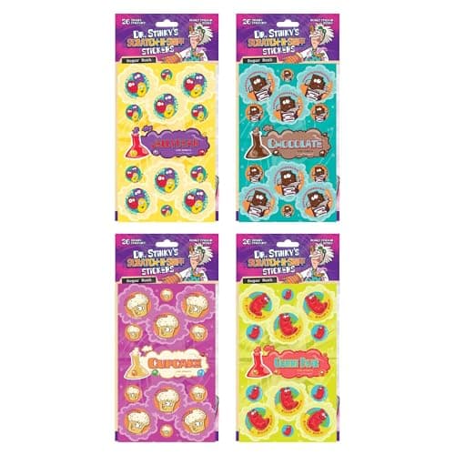 Just For Laughs Dr Stinkys Scratch N Sniff Stickers Easter 4Pack Jellybeans Gummi Bear Chocolate Cupcake