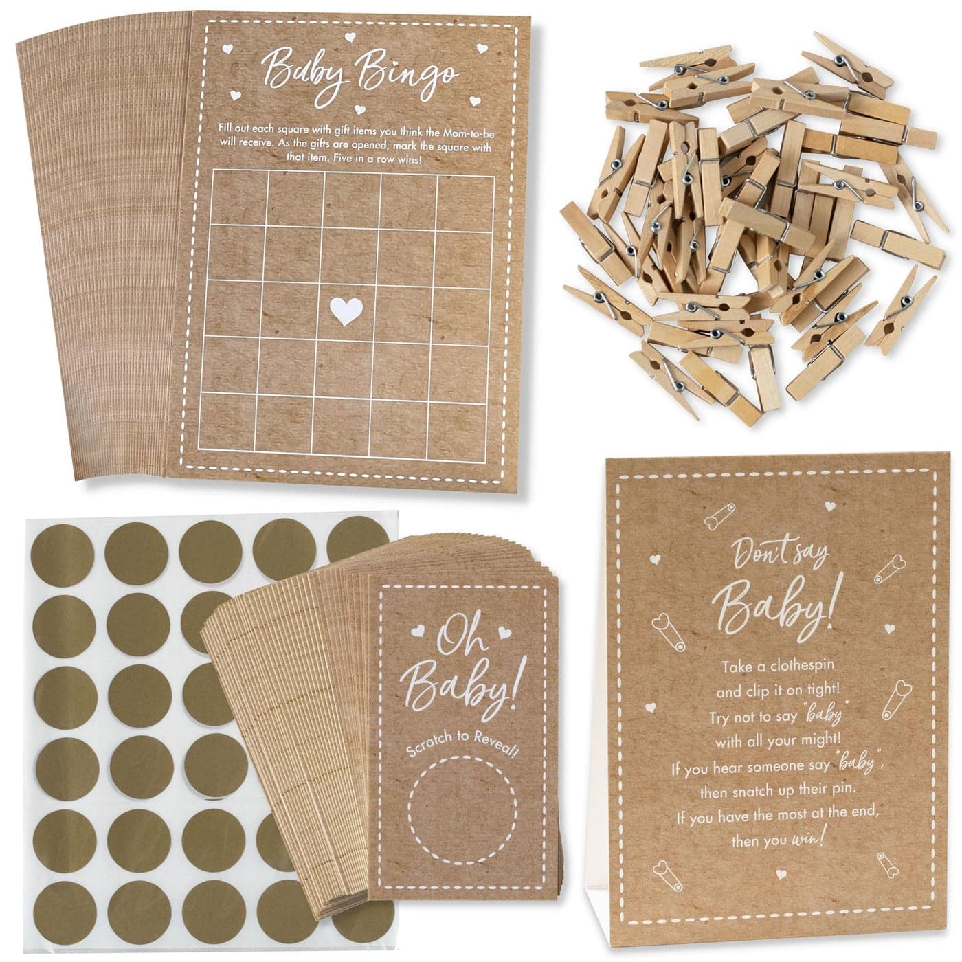 Kate Aspen Kraft Baby Shower Game Set Set of 50 Advice Cards DIY Baby Shower Scratch Off Game Girl Boy or Gender Neutral Boho Baby Shower Decorations