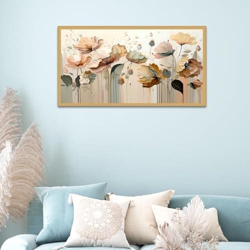 DEKORSTATION Blossom Abstract Flower Aesthetic Canvas Wall Painting | Painting for Wall Decoration | Canvas Paintings for Living Room | Flower Paintings with Frame | Size: 12x24 Inch (FF_754DS)
