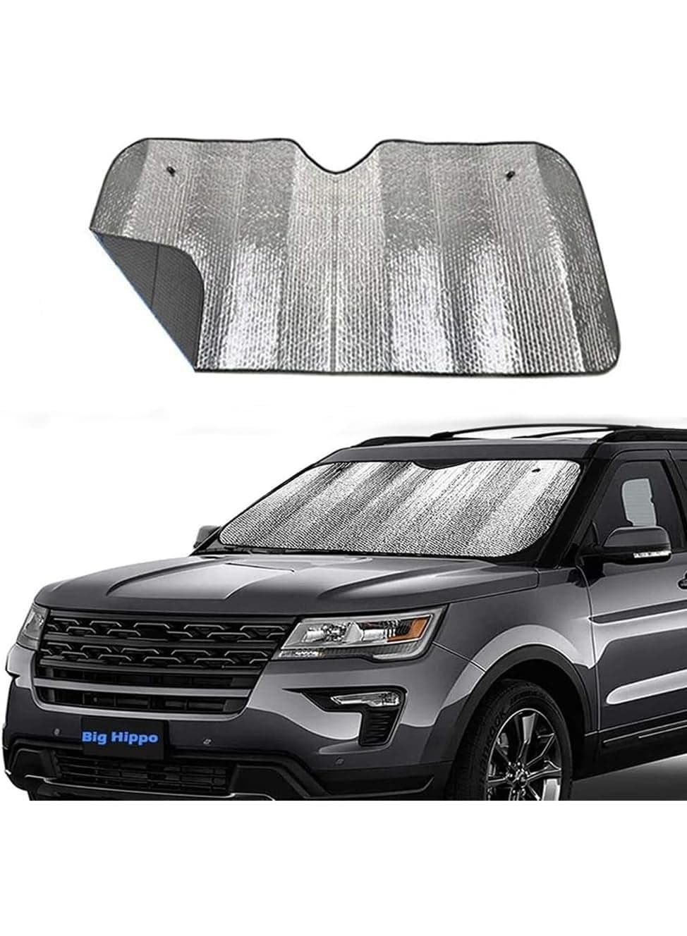 Front Car Sunshade Windshield-SMALL CAR Sun Shade Keeps Vehicle Cool-UV Ray Protector Sunshade-Easy to Use Sun Shade-Silver