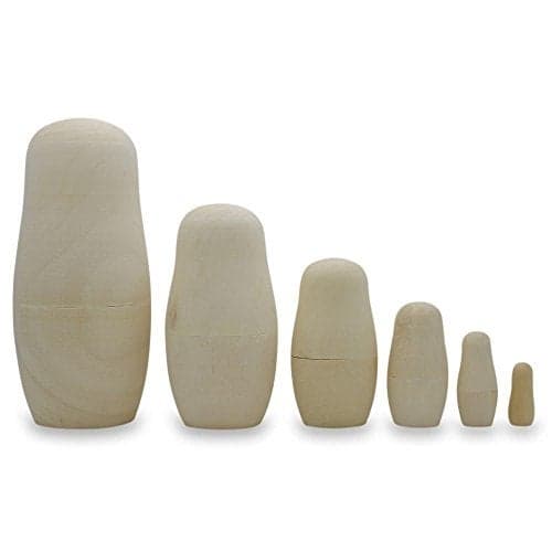 BestPysanky Set of 6 Unfinished Wooden Nesting Dolls DIY Craft Blanks for Painting 55 Inches