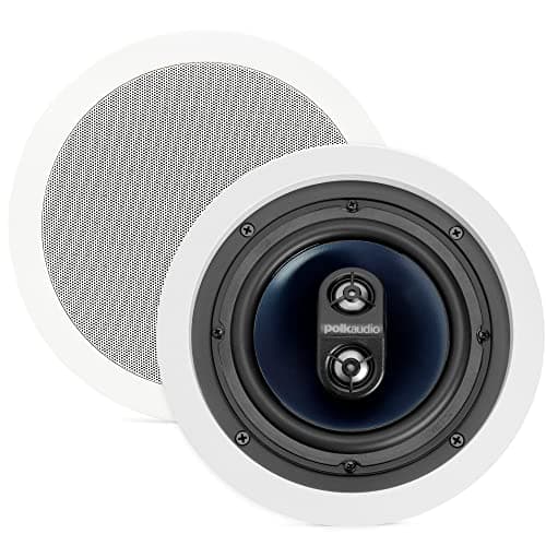 Polk Audio RC6s 6.5" in-Ceiling Speaker, Stereo Speaker, Dual Channel from a Single Location, Great for Damp, Humid Placement, (White, Paintable Grille)