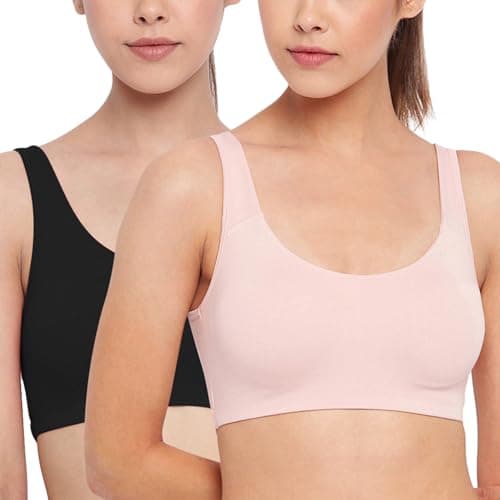 Enamor SB06 Low Impact Slip on Everyday Sports Bra for women - Non-Padded, non-wired & High Coverage | Available in solids & prints-(SB06_Pearl / Black_M)