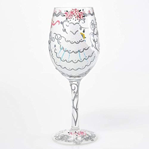 Enesco Designs by Lolita Bride Artisan Made Hand Painted Wine Glass Wedding Dress 15 oz