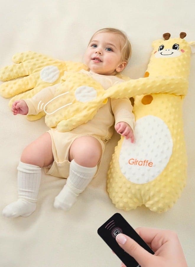 Electric Baby Soothing Palm with Remote Control, Anti-Startle Toddler Sleep Pillow with Cute Giraffe Design for Newborns, Yellow