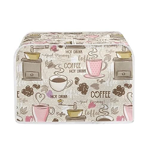 Talayituse Coffee Theme 2 Slice Toaster Covers Dust Protection Bread Maker Covers Toaster Oven Cloth Cover Kitchen Accessories Washable Appliance Cover