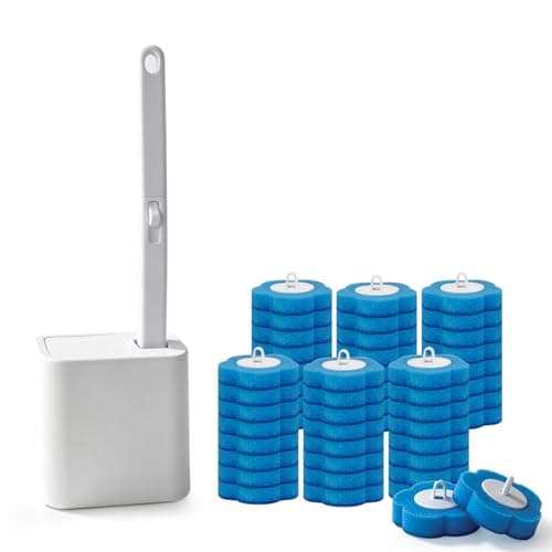 Disposable Toilet Brush with 48 Refills, ,Toilet Bowl Cleaner,Toilet Cleaning Supplies,Toilet Bowl Brush,automatic lid-opening and closing toilet brush with Holder for Bathroom Deep Cleaning & Hygiene