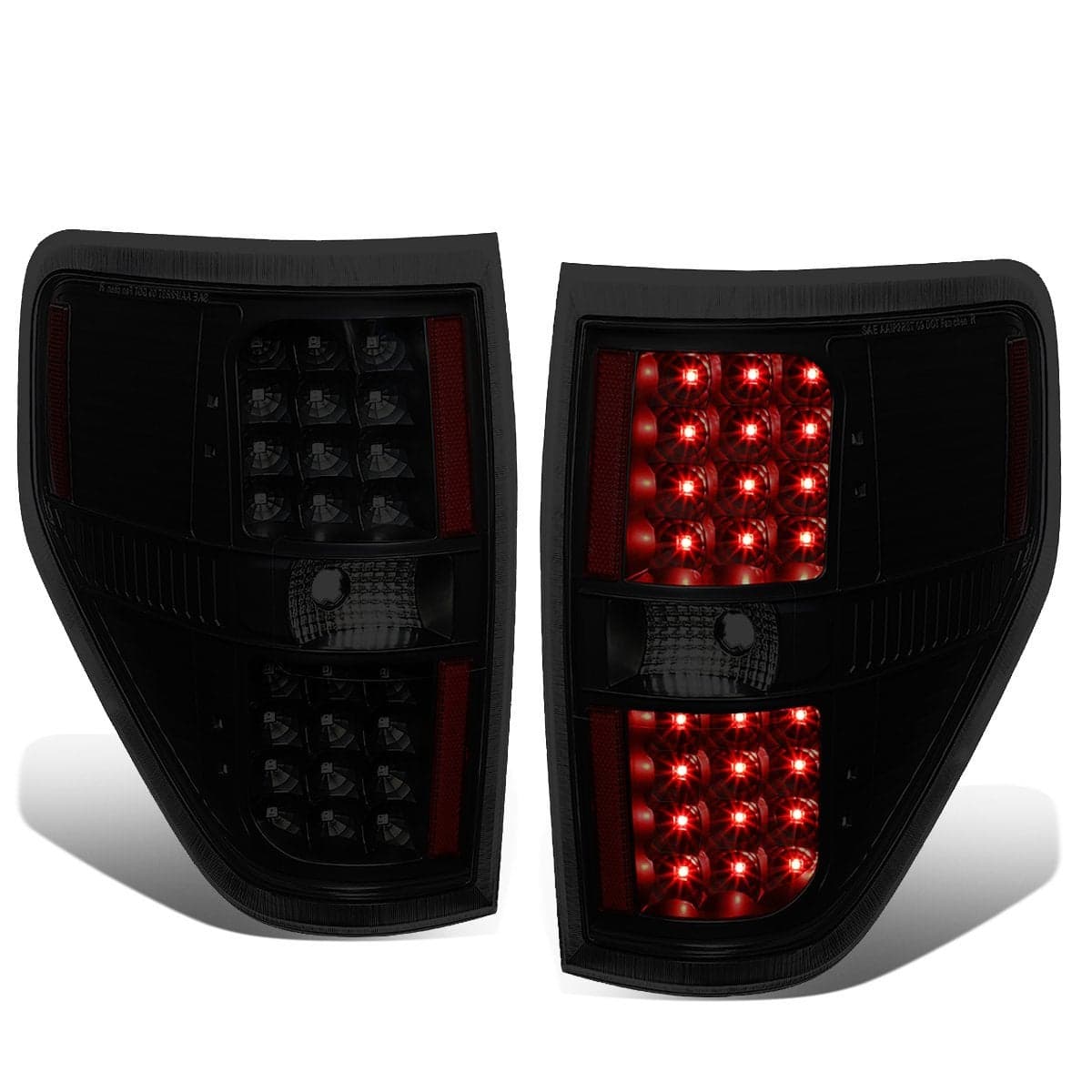 DNA MOTORING TLF15009LEDBKSM LED Tail Light Assembly Driver Passenger Side Compatible with 0914 Ford F150