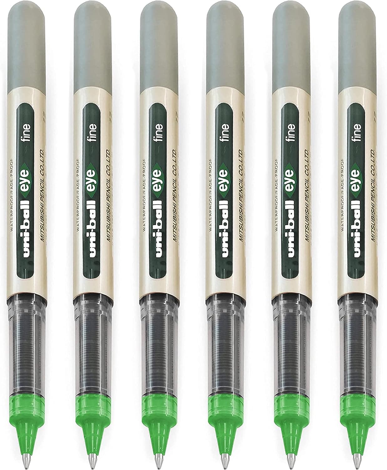 Uni-Ball EYE Rollerball Pens - Light Green - Pack of 6