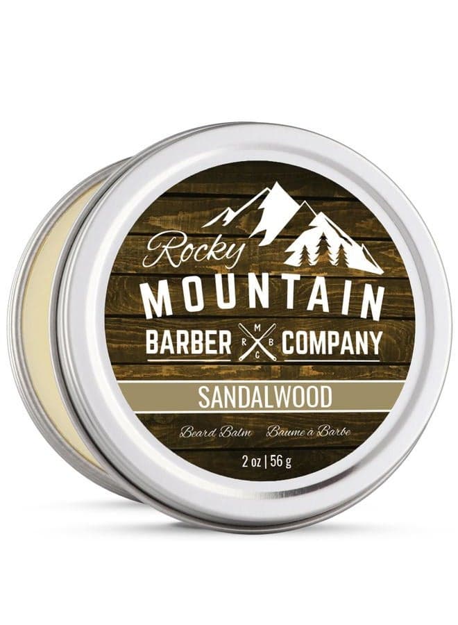 Beard Balm – Sandalwood Blend - Rocky Mountain Barber – with Nutrient Rich Bees Wax, Jojoba, Shea Butter, Coconut Oil – Contains Real Sandalwood Essential Oil