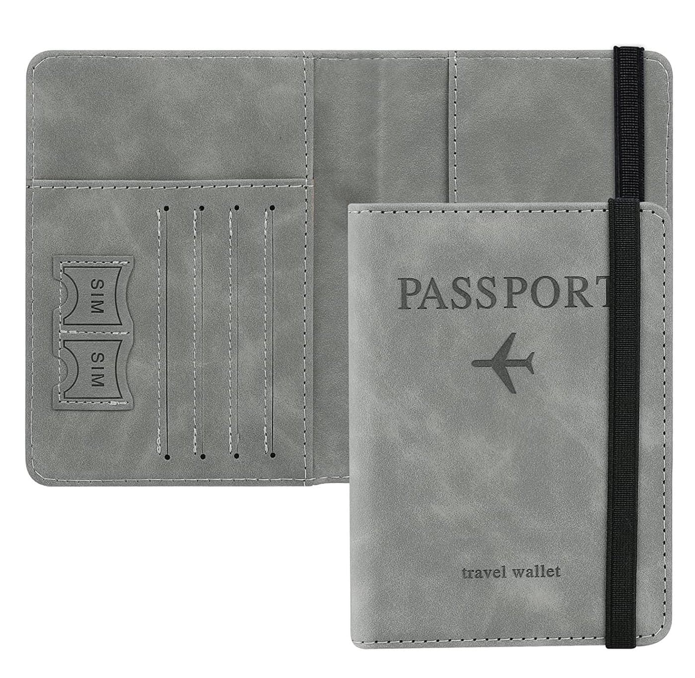House of Quirk Passport Holder Cover Travel Wallet Organiser, Passport Case with PU Leather Travel Document Holder for Men & Women Travel Accessories (Grey)