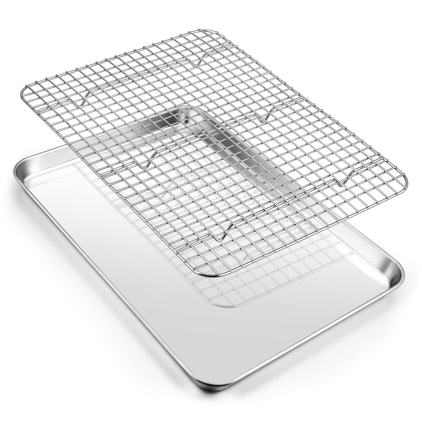 Baking Sheet Pan with Cooling Rack Set Joyfair Stainless Steel Toaster Oven Tray Pans with Grid Racks Rectangular Bakeware for CookieBacon Heavy Duty Rustfree Dishwasher Safe 16 Inch