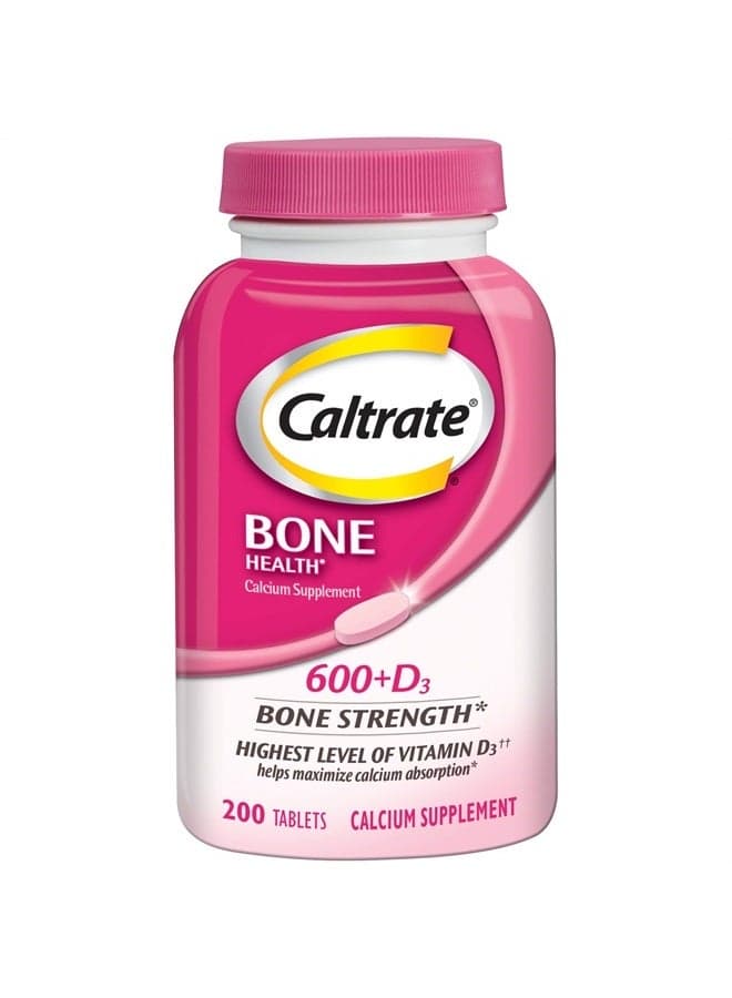 600 Plus D3 Calcium and Vitamin D Supplement Tablets, Bone Health Supplements for Adults - 200 Count