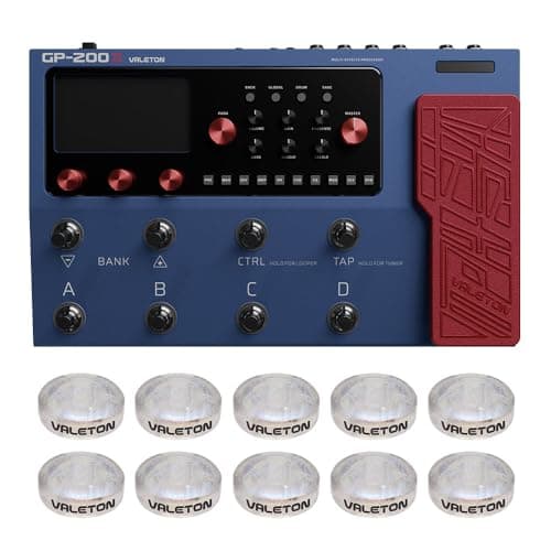 VALETON Multi Effects Processor Pedal with Expression Pedal FX Loop MIDI I/O Amp Modeling IR Cabinets Simulation Stereo OTG USB Audio Interface GP-200X (Include 10 Pcs Additional Footswitch Toppers)