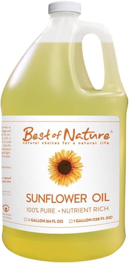 Best of Nature 100 Pure Sunflower Massage Oil Lightweight Deep Moisturizing Unscented Oil for Skin Body Massage Nourishing Hydration for Hair Face 1 Gallon 128 fl oz