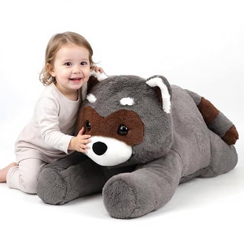 Cudhug 32 Large Raccoon Stuffed Animal Giant Soft Plush Fluffy Raccoon Toy Birthday Holiday Party Gifts for Kids Girls Boys