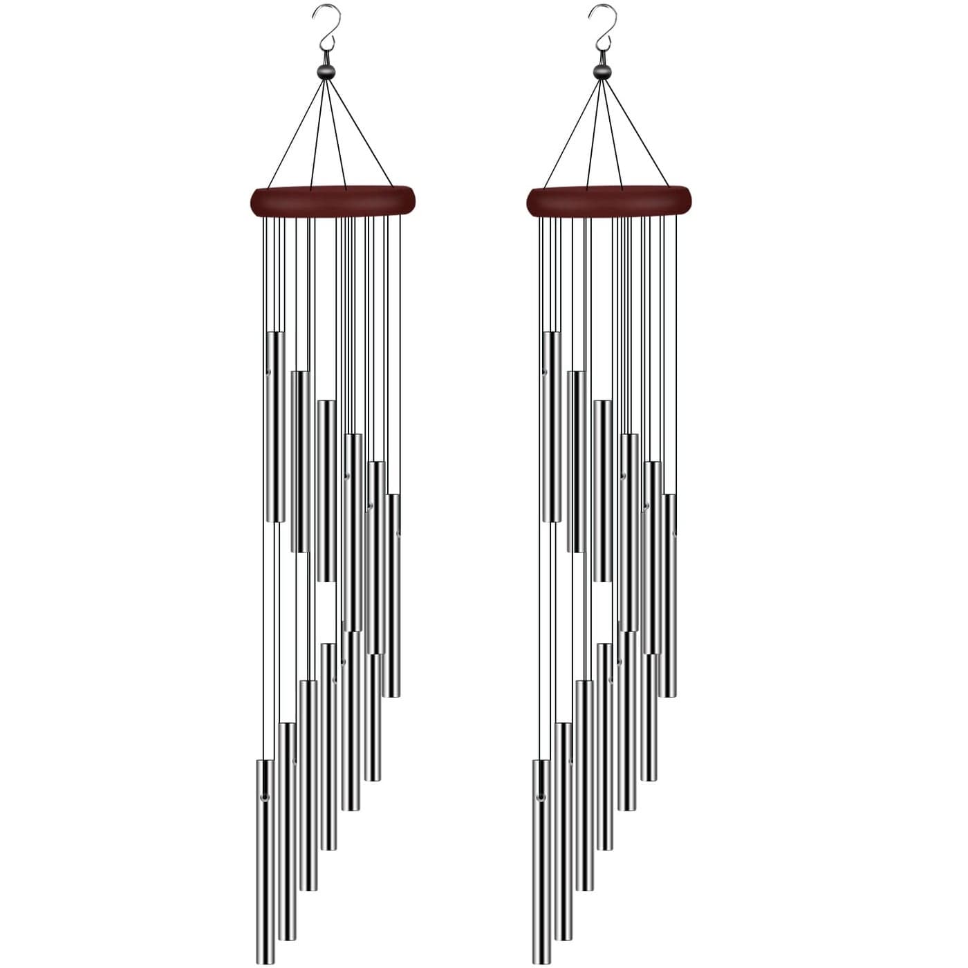 2 Pack Wind Chimes for Outside Sympathy Wind Chimes Outdoor Clearance with 12 Aluminum Alloy Tubes and Hook Memorial Wind Chime Gift Decoration for Home Patio Garden Outdoor