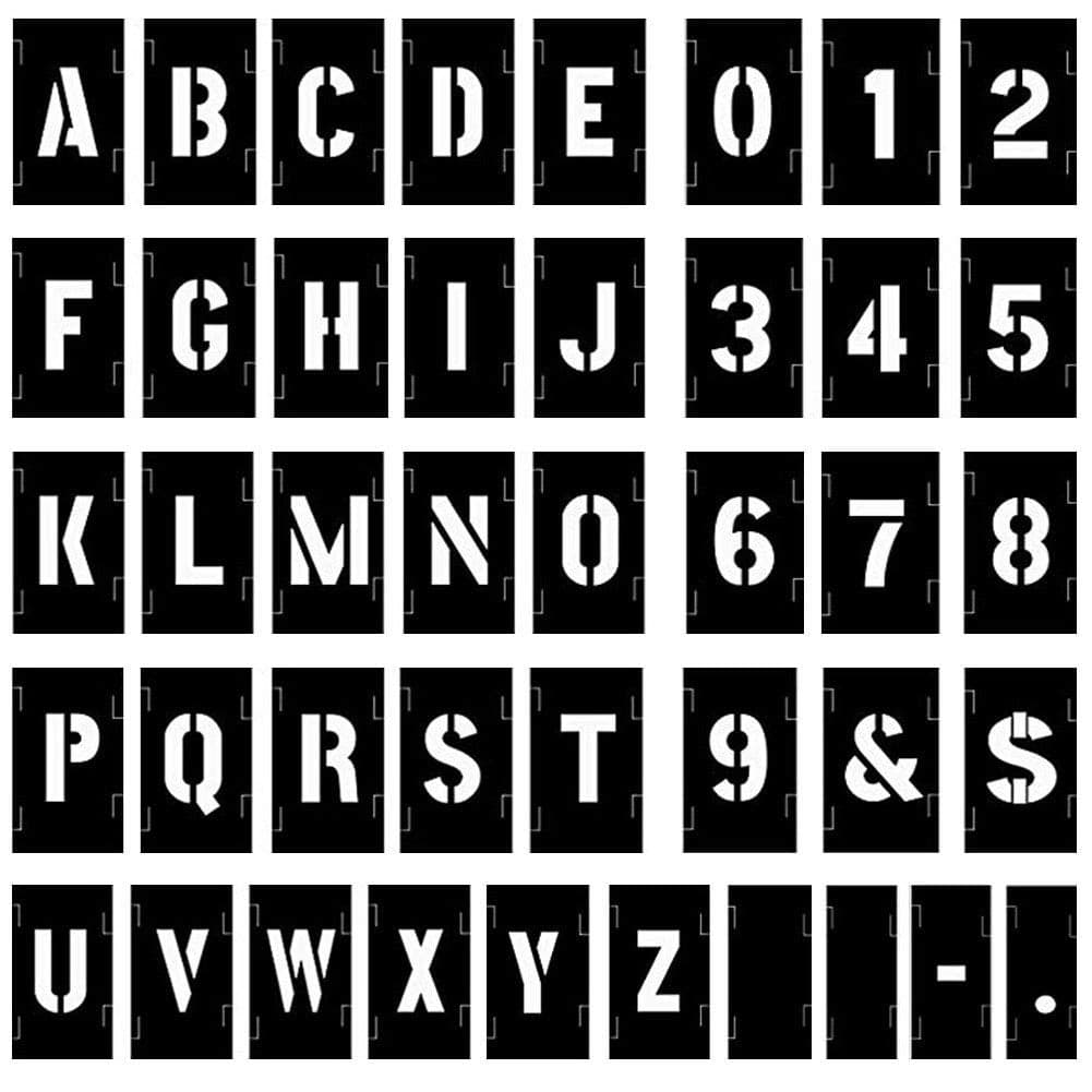 Attisstore Painting Stencil Set 1 inch Plastic Letters and Numbers Interlocking Stencil Kit 138 Pieces Black