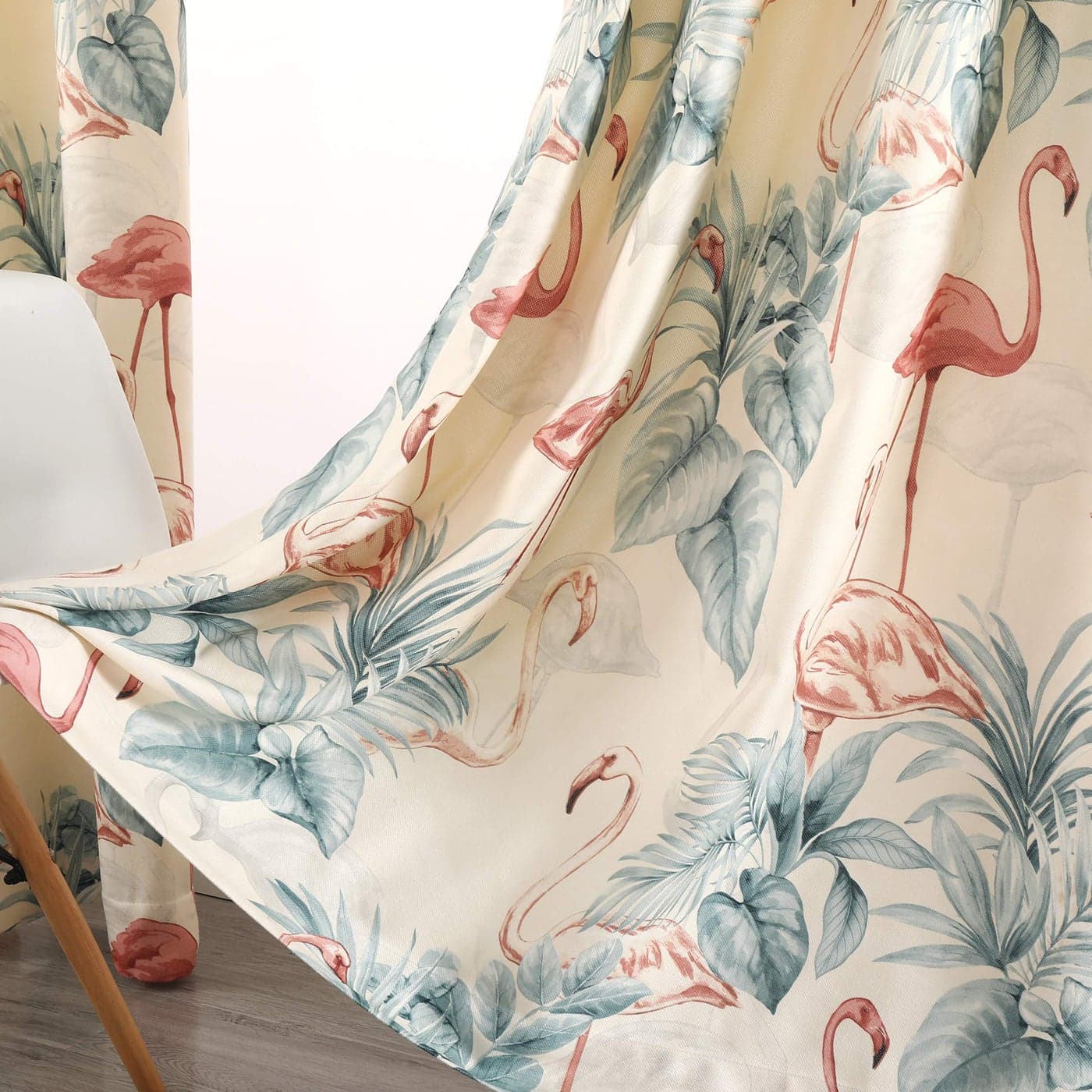 Autumn Dream White Blackout Curtains Grommet Top Leaves Flamingo Floral Farmhouse Curtains for Living RoomBedroom1 Panel52 by63 inch