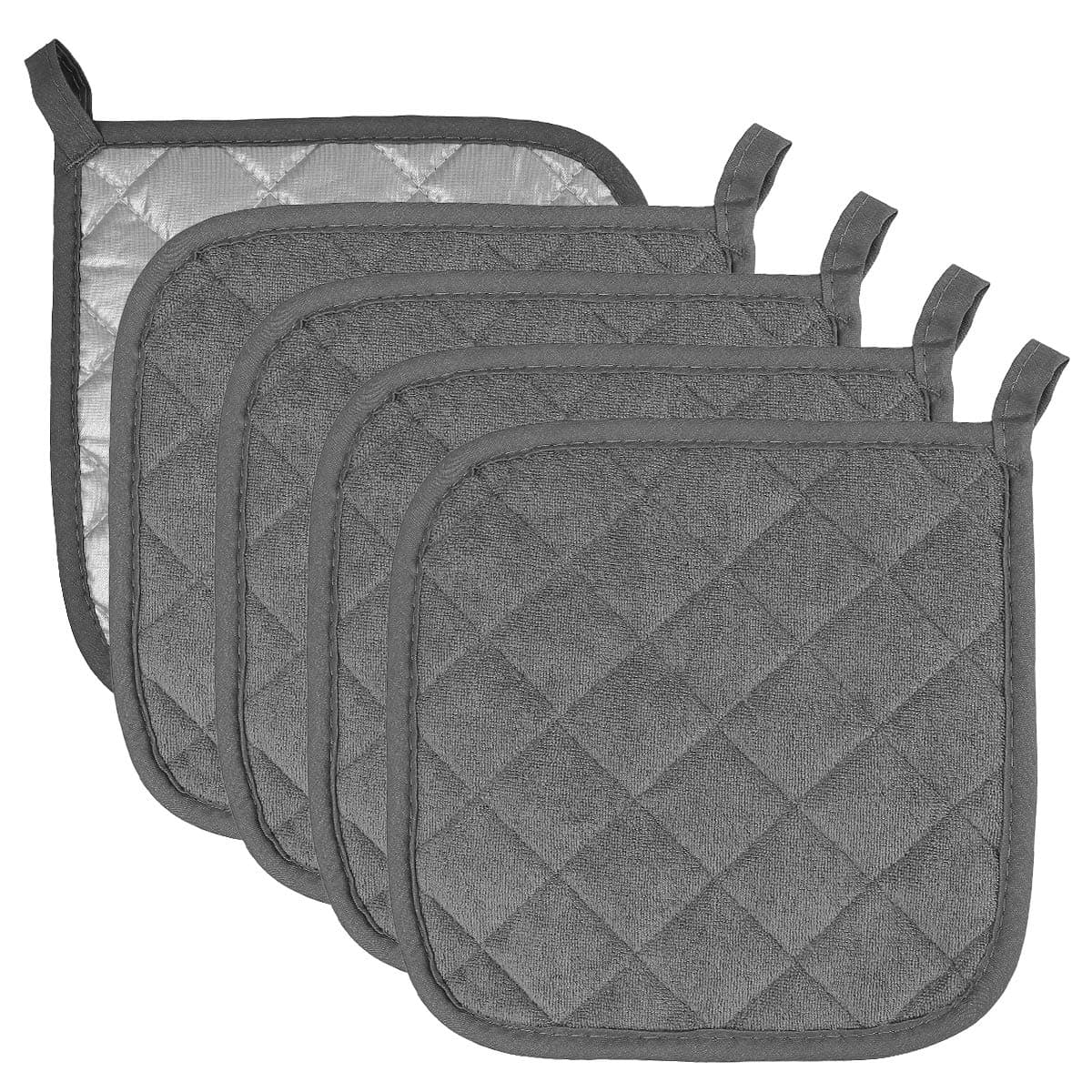 Pot Holders Cotton Made Machine Washable Heat Resistant Potholder Pot Holder Hot Pads Trivet for Cooking and Baking 5 Dark Grey