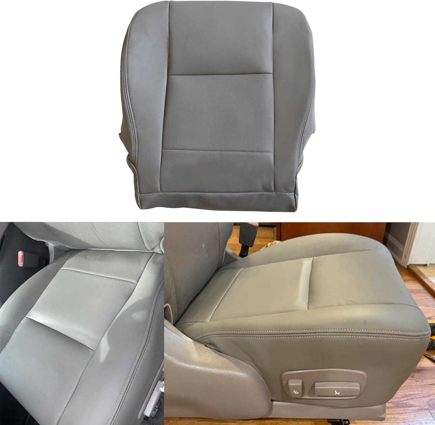 NLQR Driver Side Bottom Replacement Seat Cover Leather Gray for Toyota Sequoia Tundra 2000-2004